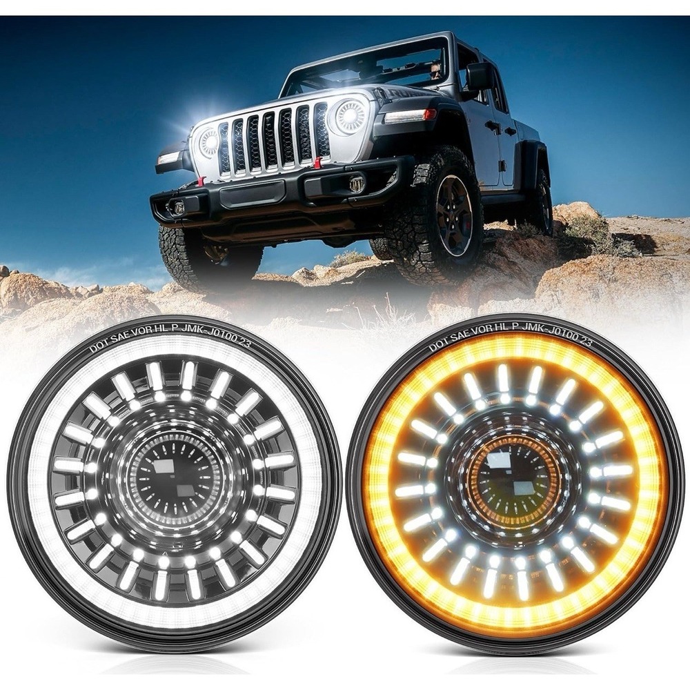 7" LED Headlights w/ Halo for Jeep Wrangler JK TJ – DOT Approved, J1x